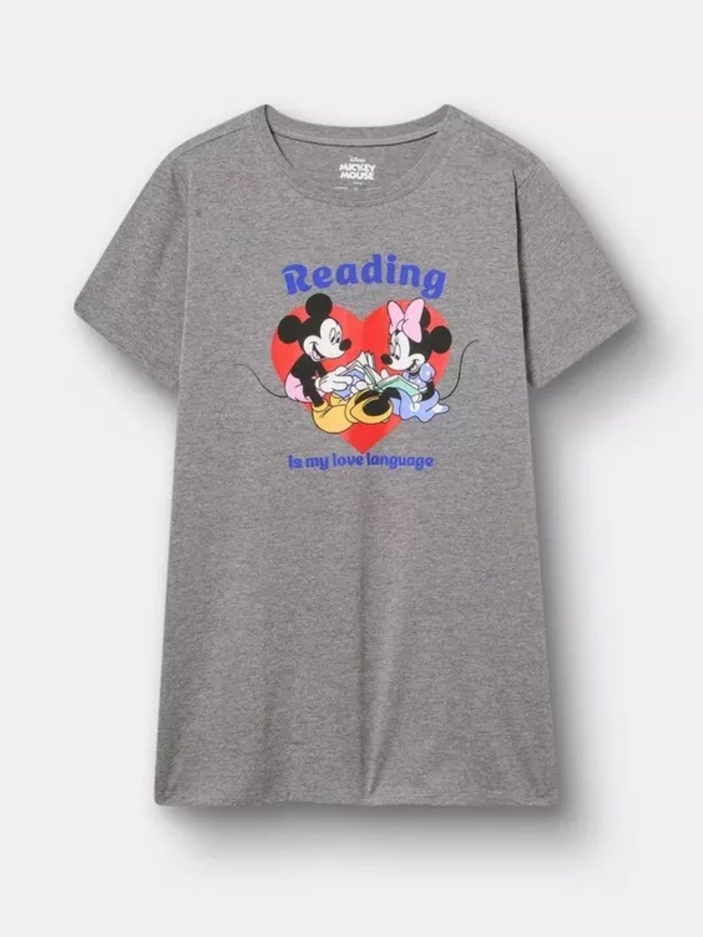 NWT Torrid Disney Mickey & Minnie 'Reading Is My Love Language' Gray Tee